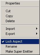 lock aspect item when r-click on emitter size in hierarchy