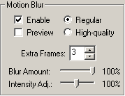 motion blur section of Project Settings dialog