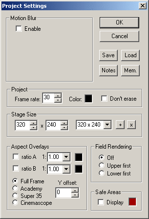 Project Settings dialog