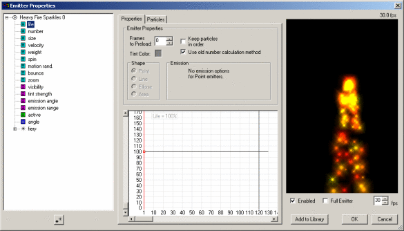 emitter properties dialog