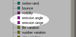 particle type emission angle and emission range properties