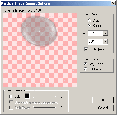 Shape Import Options -- Grey Scale