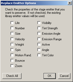 Replace Emitter Options dialog