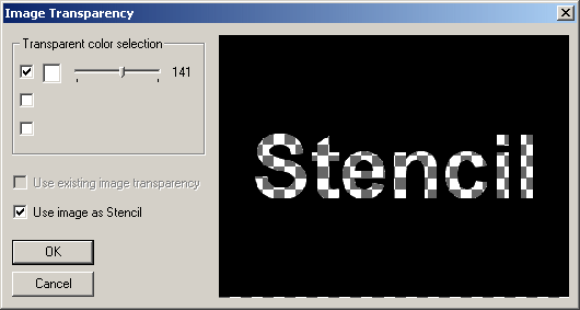 Transparency dialog stencil option